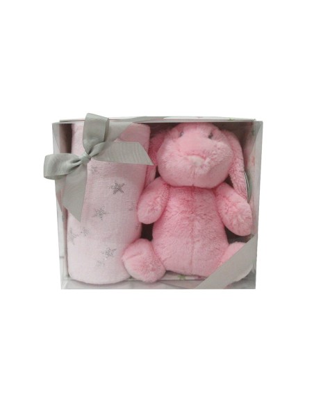 MANTA 90X75CM CON CONEJO ROSA