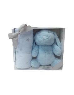 MANTA 90X75CM CON CONEJO AZUL