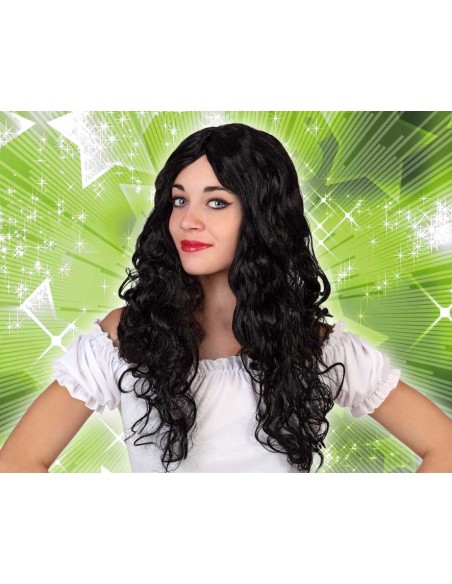 PELUCA LARGA NEGRA RIZADA