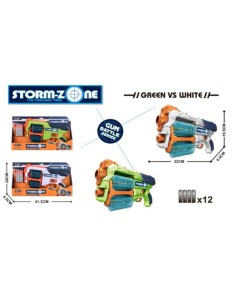 PISTOLA STORMZONE DOBLE TAMBOR C/12 DARDOS