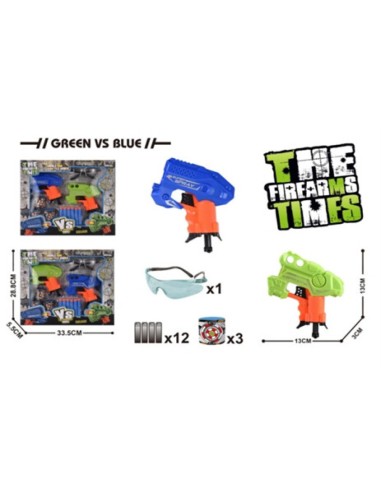 SET 2 PISTOLAS C/ GAFAS, 6 DARDOS Y 4 BOTES