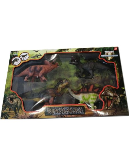 CAJA 4 DINOSAURIOS 23CM SONIDO