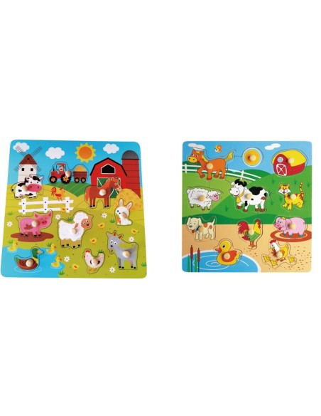PANEL MADERA  9 ENCAJABLES ANIMALES GRANJA C/TIRAD