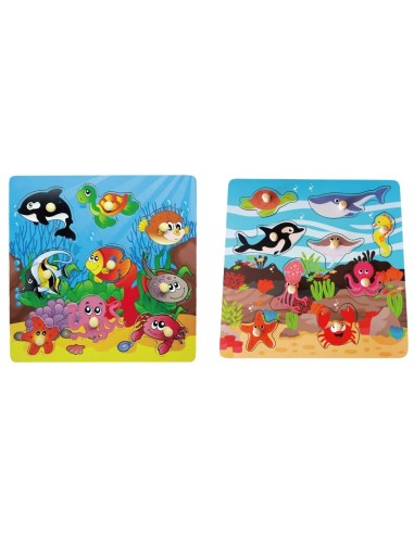 PANEL MADERA  9 ENCAJABLES ANIMALES MARINOS C/TIR.