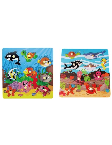 PANEL MADERA  9 ENCAJABLES ANIMALES MARINOS C/TIR.