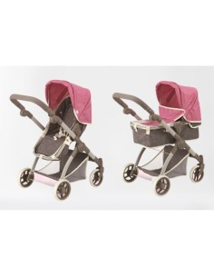 *COCHE CAPOTA RUEDAS GIRATORIAS PEQ. MARRON-ROSA