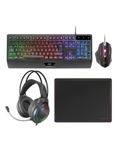 MARS GAMING PACK TECLADO-RATON-AURICULARES-ALFOMBRILLA NEGRO